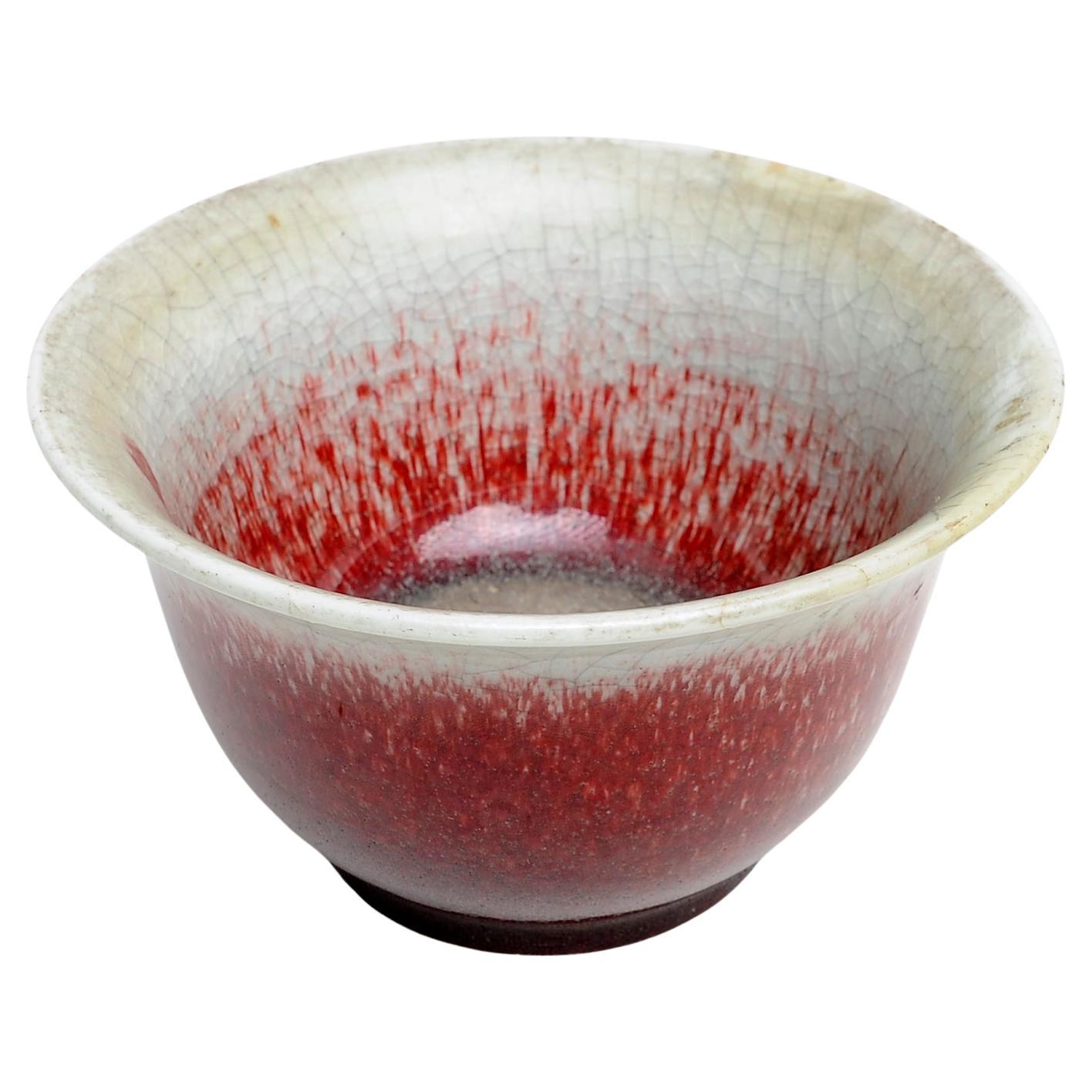 Ancient Chinese Bowl in Shaded Red For Sale