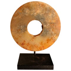 Ancient Chinese Hand-Carved Jade Bi Genuine Specimen from 2000 BC