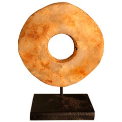Ancient Chinese Hand-Carved Jade Bi Genuine Specimen from 2000 BC