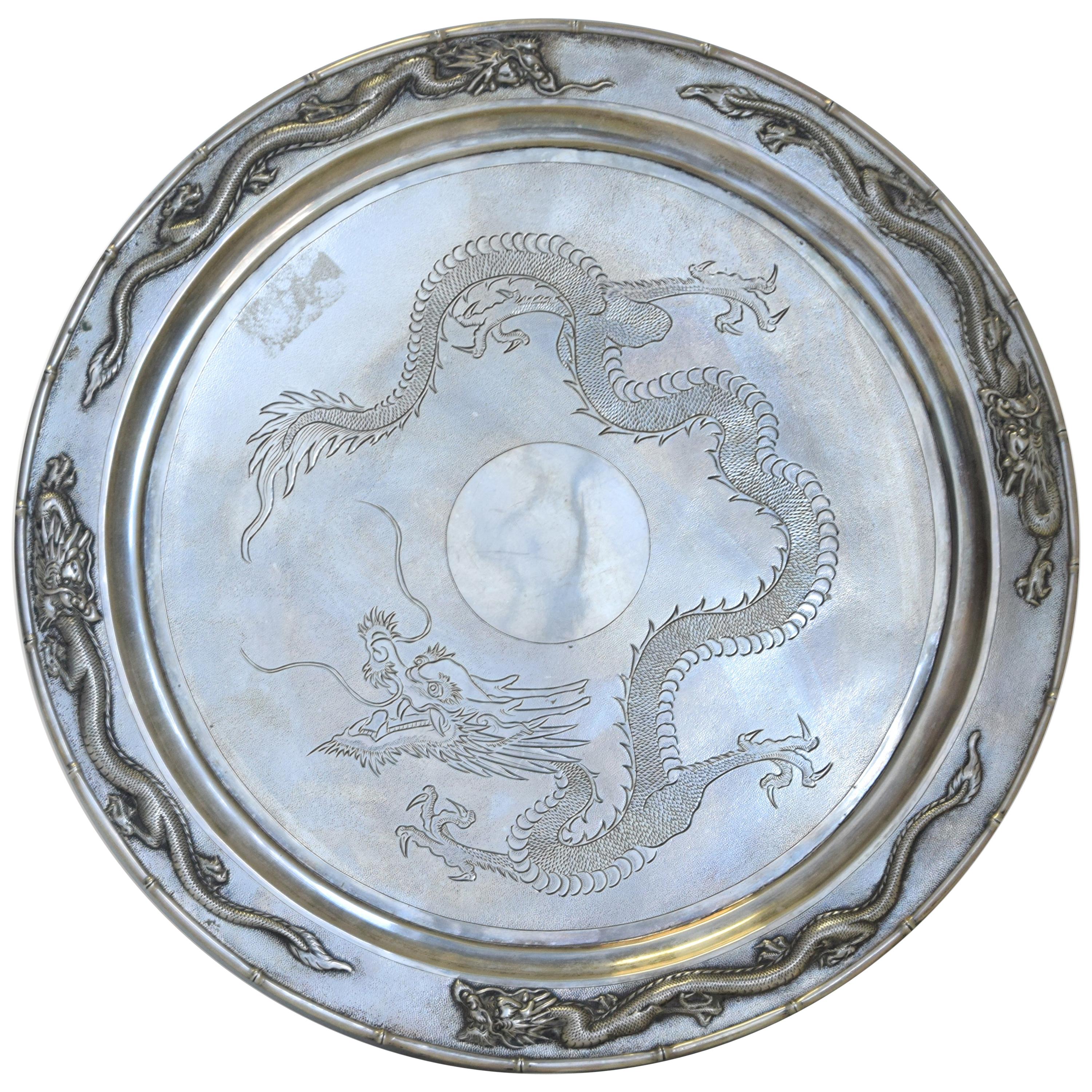 Chinese export Silver Tray, 19th Century