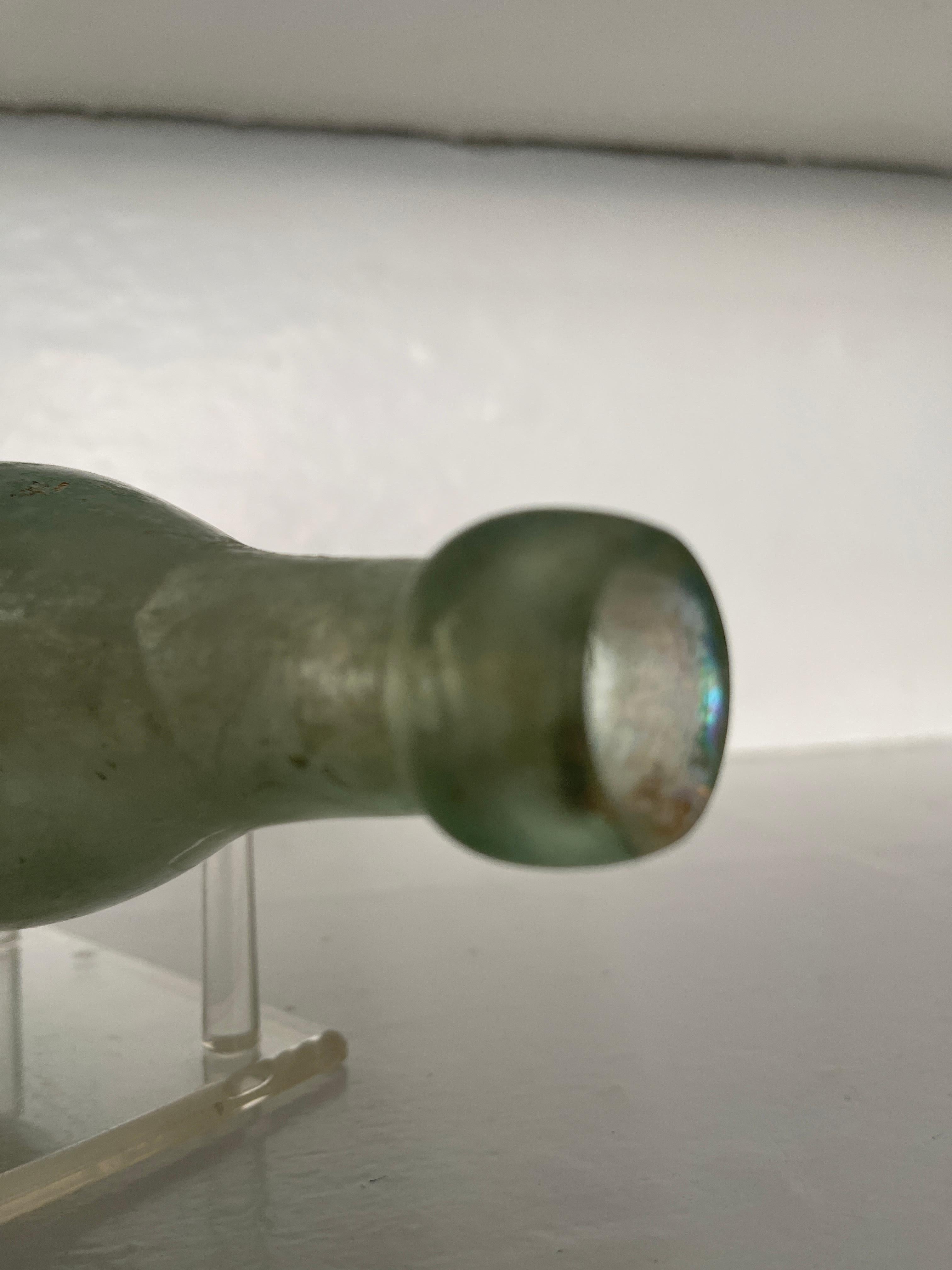 Blown Glass Ancient Classical Style Antique Iridescent Glass Bottle For Sale