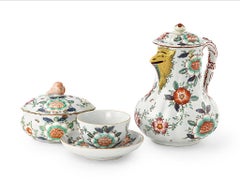 Antiguo Juego de Café de Maiolica Decoración "Barbotina" Milán, 1770- 1780