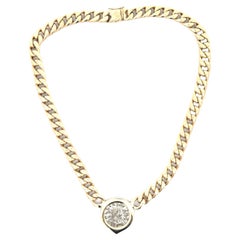 Ancient Coin 14 Karat Yellow Gold Cuban Link Vintage Necklace