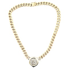 Ancient Coin 14 Karat Yellow Gold Cuban Link Vintage Necklace