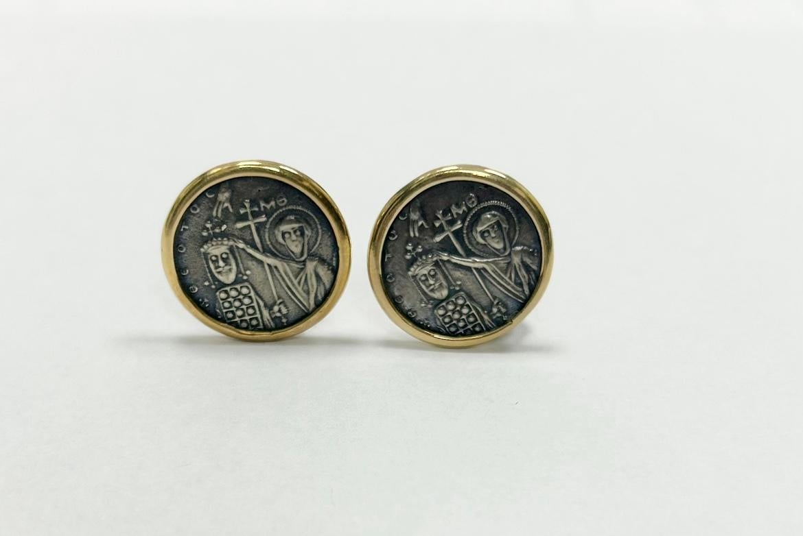 Antike Münze 18k Ohrclip-Ohrringe im Angebot 1