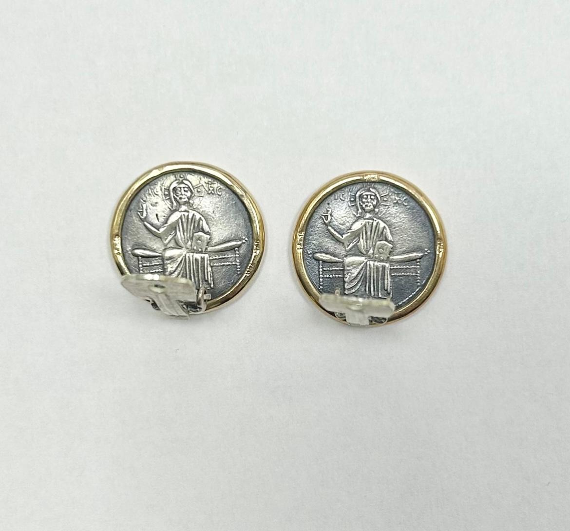 Antike Münze 18k Ohrclip-Ohrringe im Angebot 2