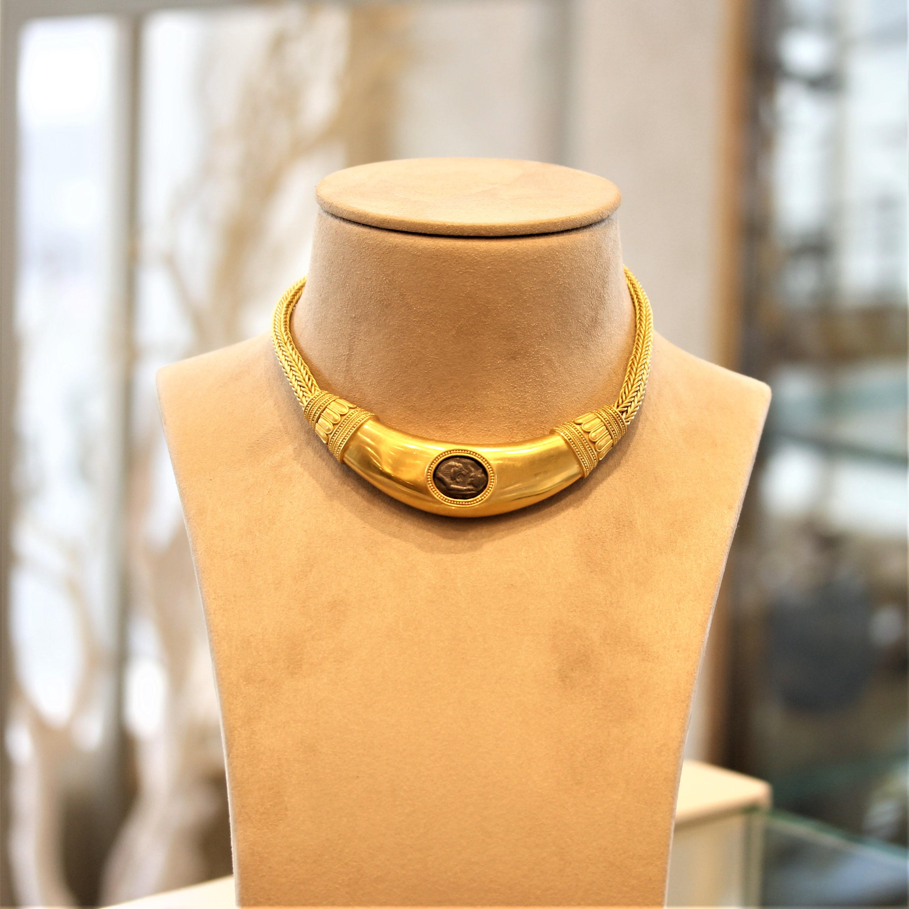 Ancient Coin Antique Style High-Gold Braided Necklace 1