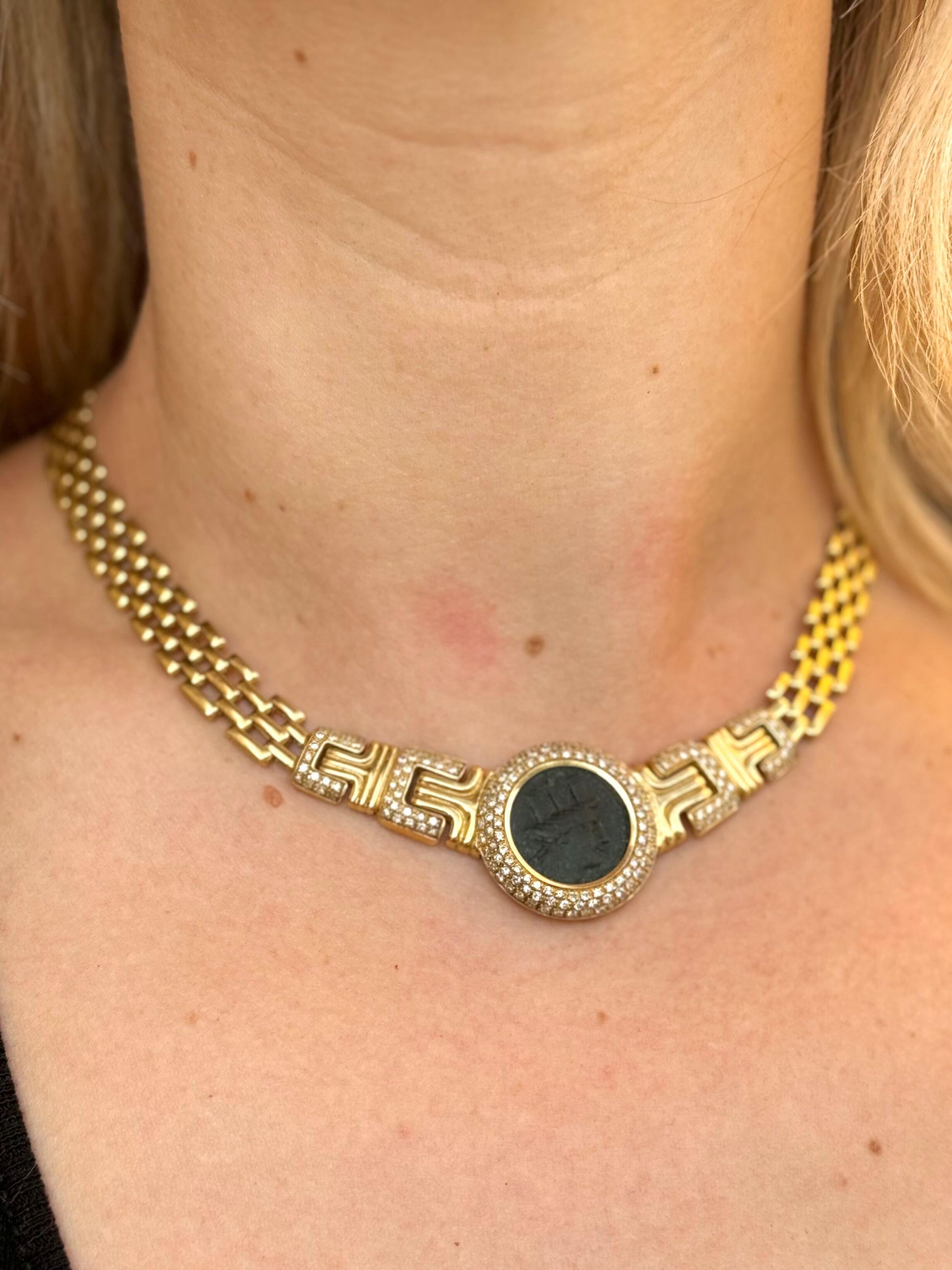 Collar Colgante Moneda Antigua Diamante Oro 2