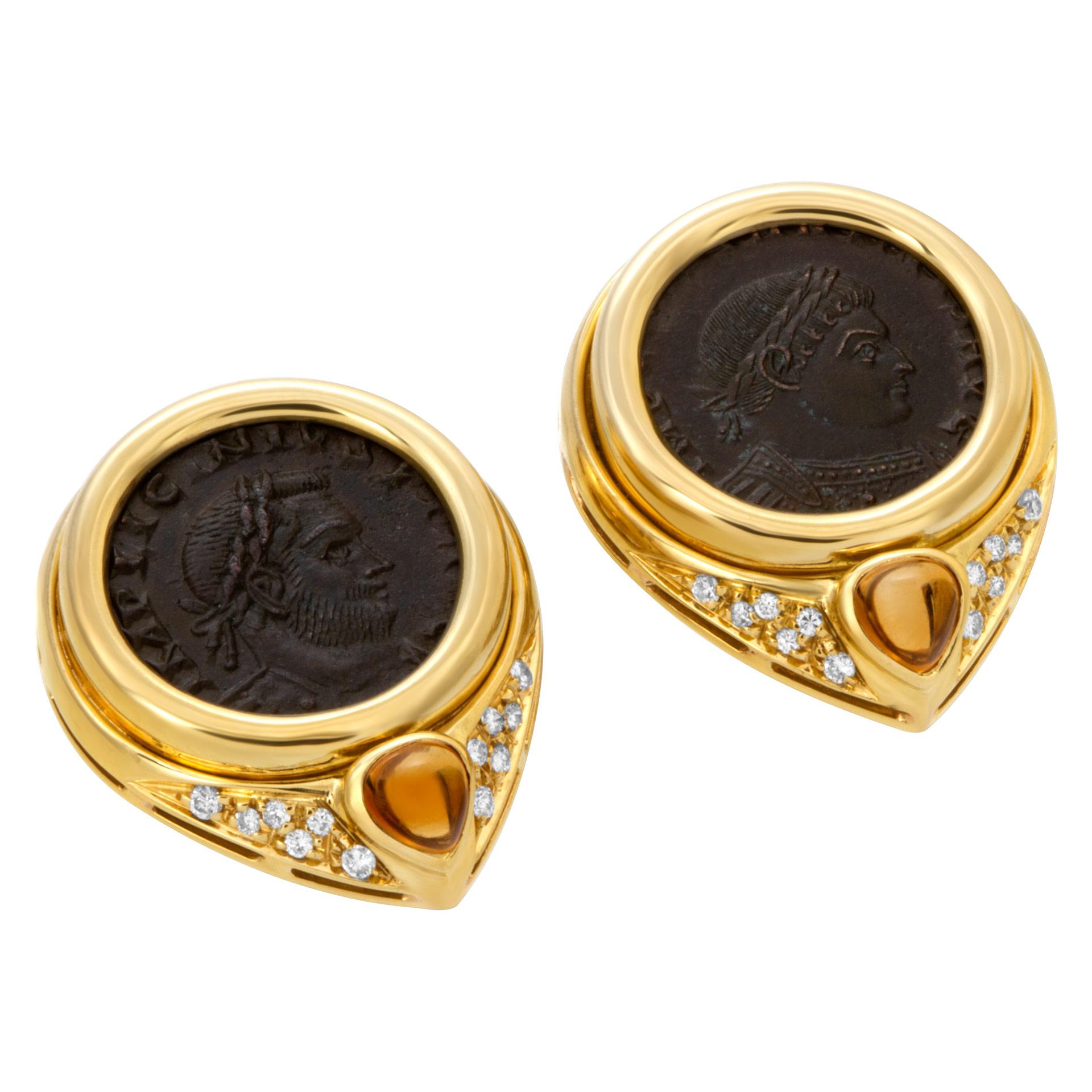 Ancient Coin Earrings in 18k In Excellent Condition In Surfside, FL
