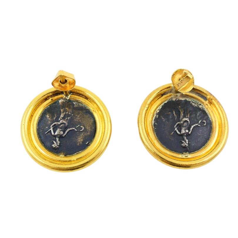 Ancient Coin Gold Earrings 22k Gold In Excellent Condition In Beverly Hills, CA