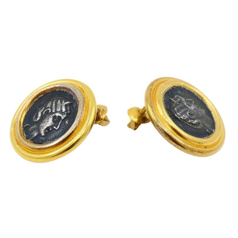 Women's or Men's Ancient Coin Gold Earrings 22k Gold