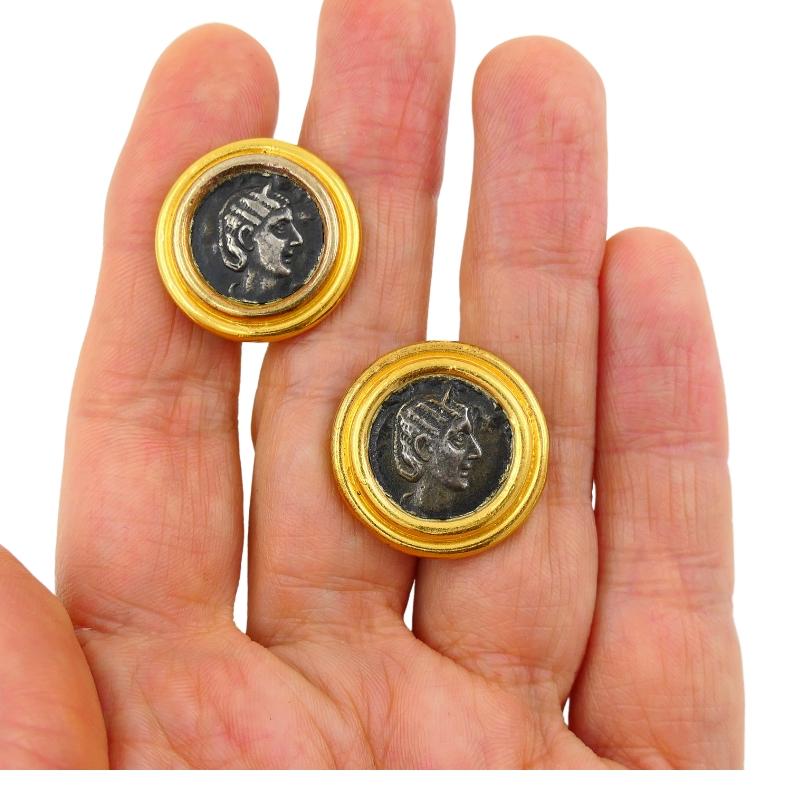 Ancient Coin Gold Earrings 22k Gold 2