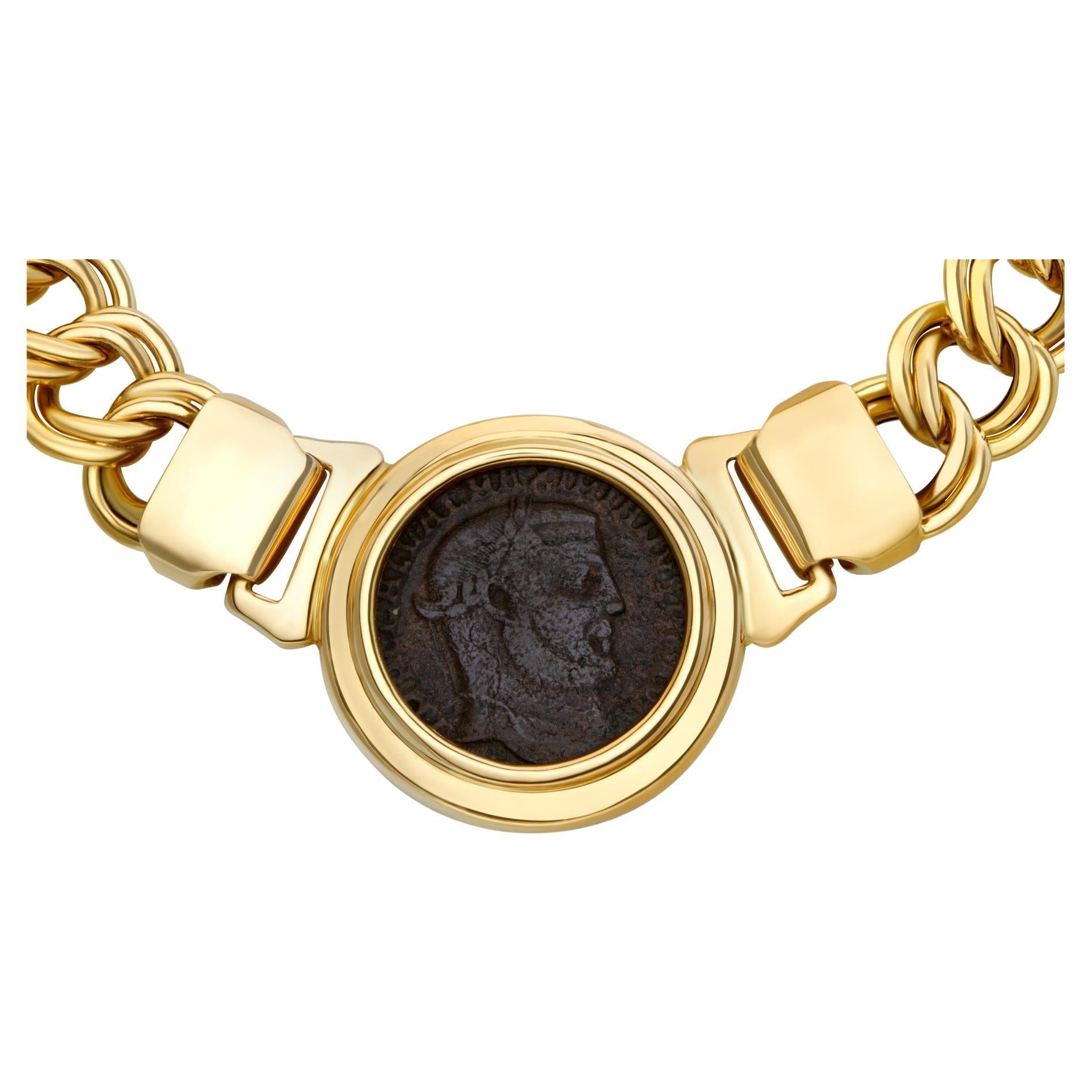 Ancient coin necklace on 18k chain