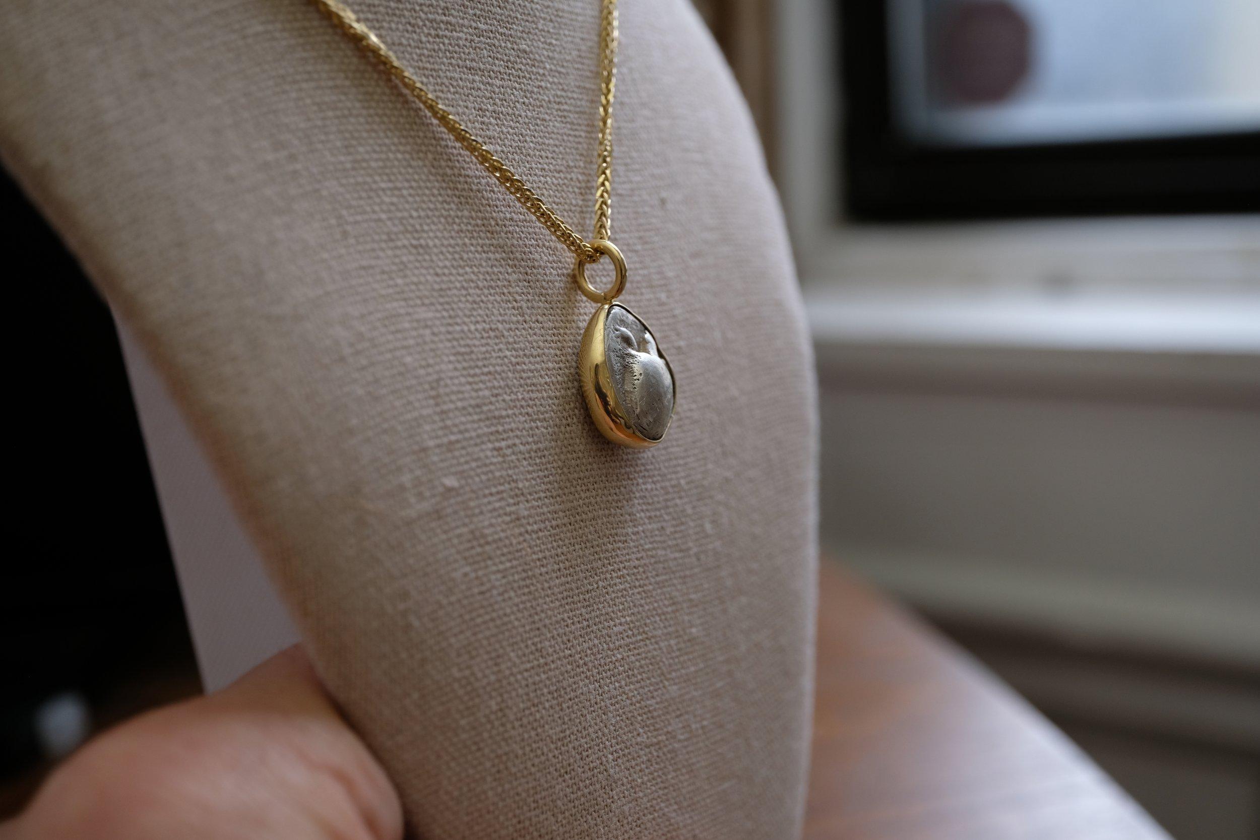 Ancient Coin Pendant. Authentic Islands off Attica, Aegina set in 18k Gold 1