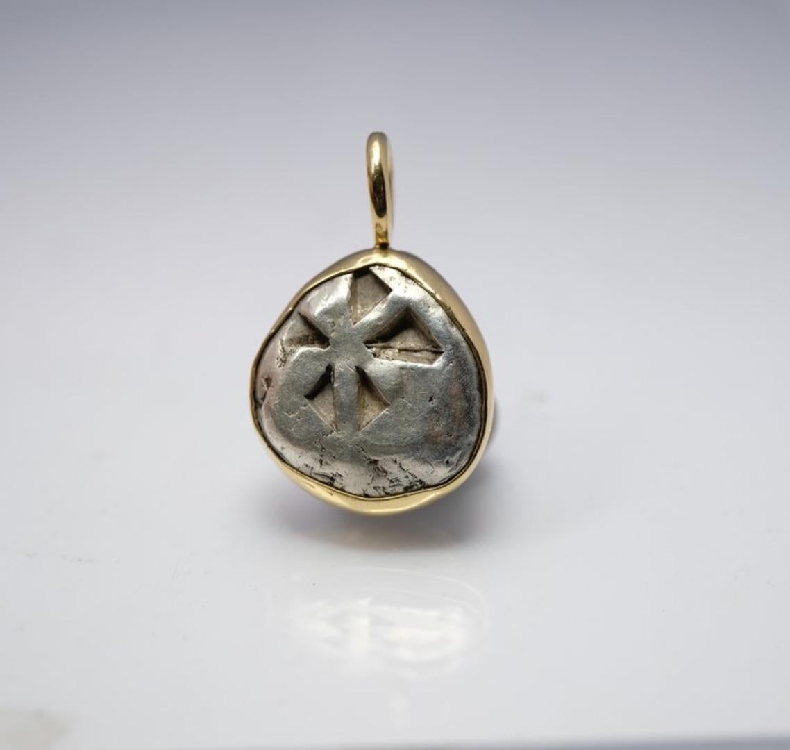 Ancient Coin Pendant. Authentic Islands off Attica, Aegina set in 18k Gold 4