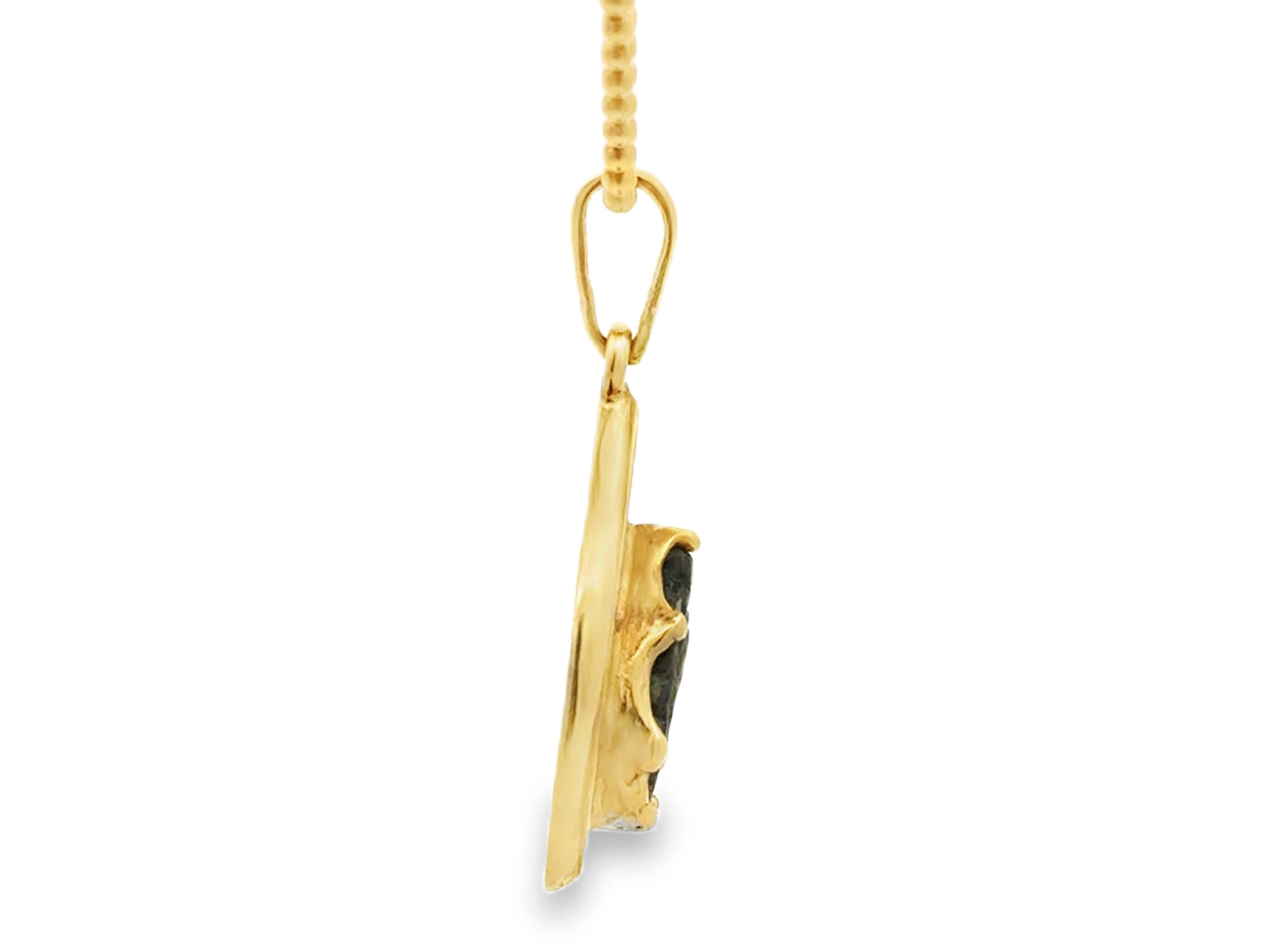 Women's Ancient Coin Pendant Necklace 14k Yellow Gold For Sale