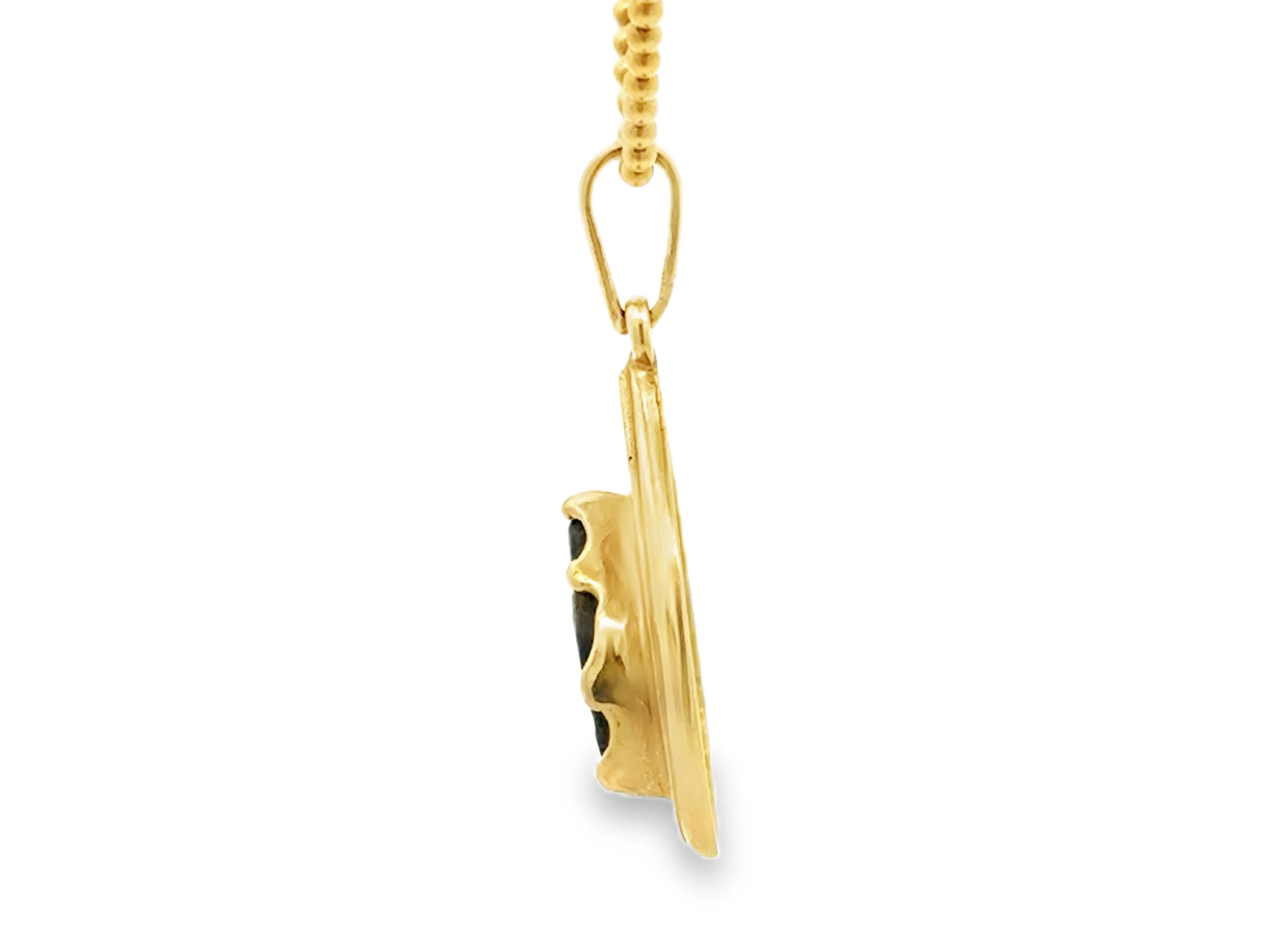 Ancient Coin Pendant Necklace 14k Yellow Gold For Sale 1