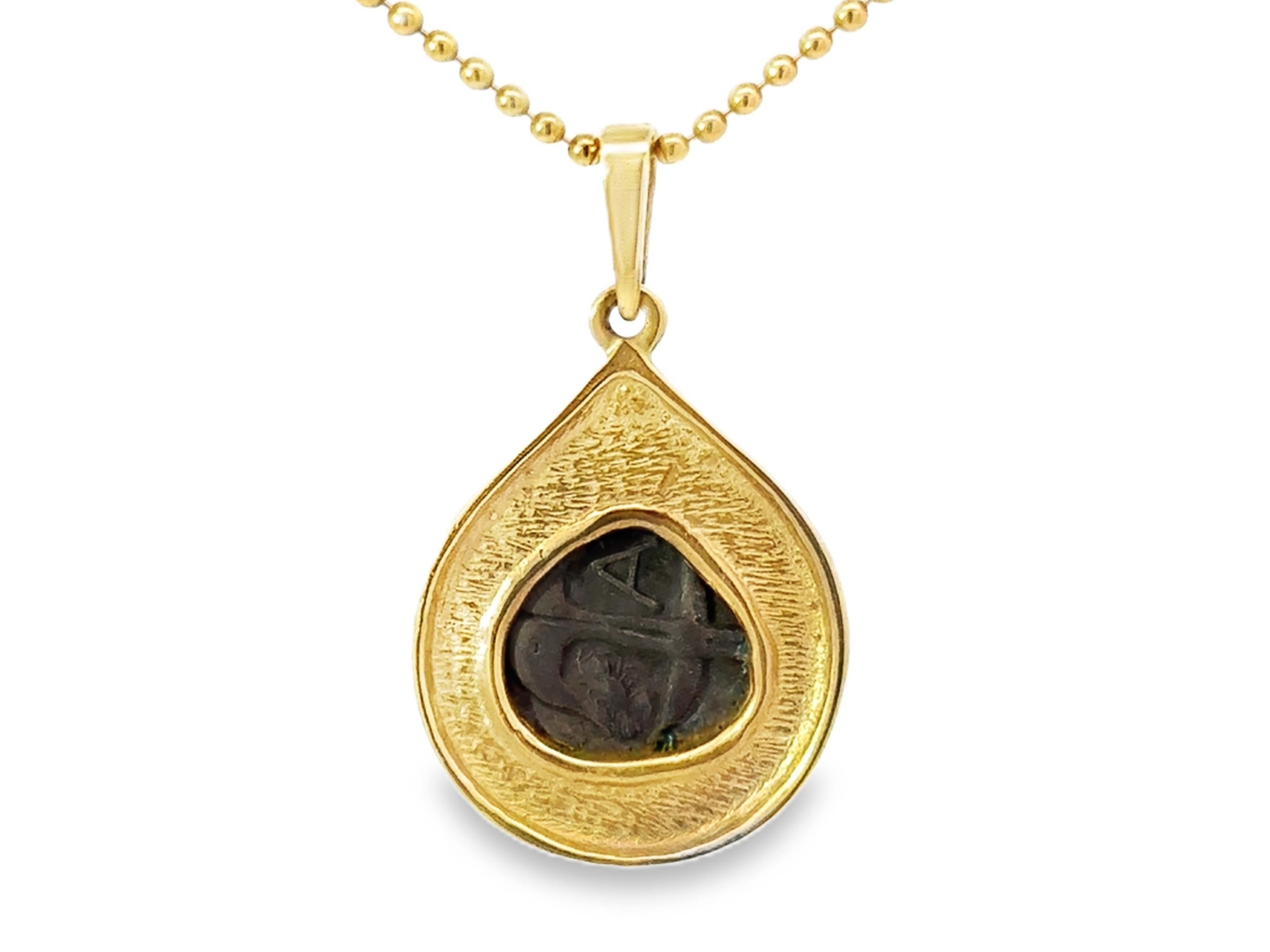 Ancient Coin Pendant Necklace 14k Yellow Gold For Sale 2