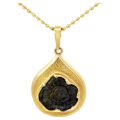 Ancient Coin Pendant Necklace 14k Yellow Gold