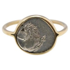Ancient Coin Ring: Lion and square pattern