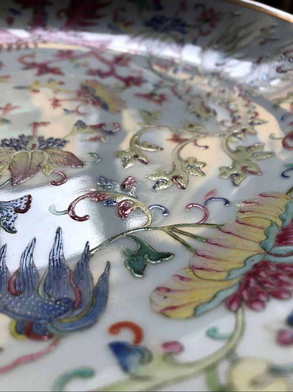 Chinoiserie Ancient Collection Guangxu Dynasty Phoenix Hand Painted Motives, circa 1900