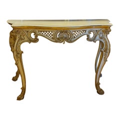 Antica consolle in legno laccato e dorato, del XVIII secolo, Italia