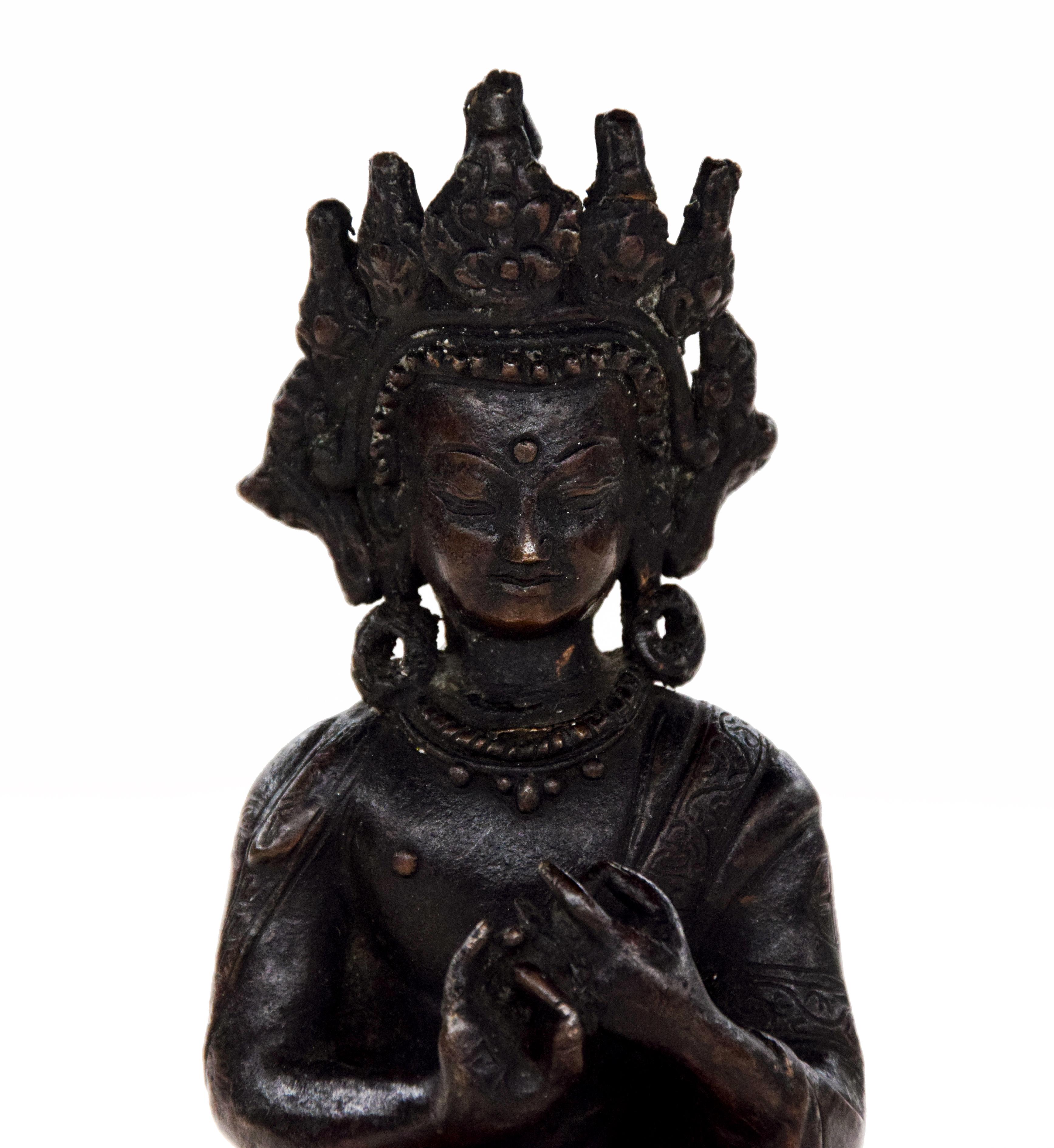 Ancient Copper and Brass Sculpture of Oriental Divinity, 19th Century 1