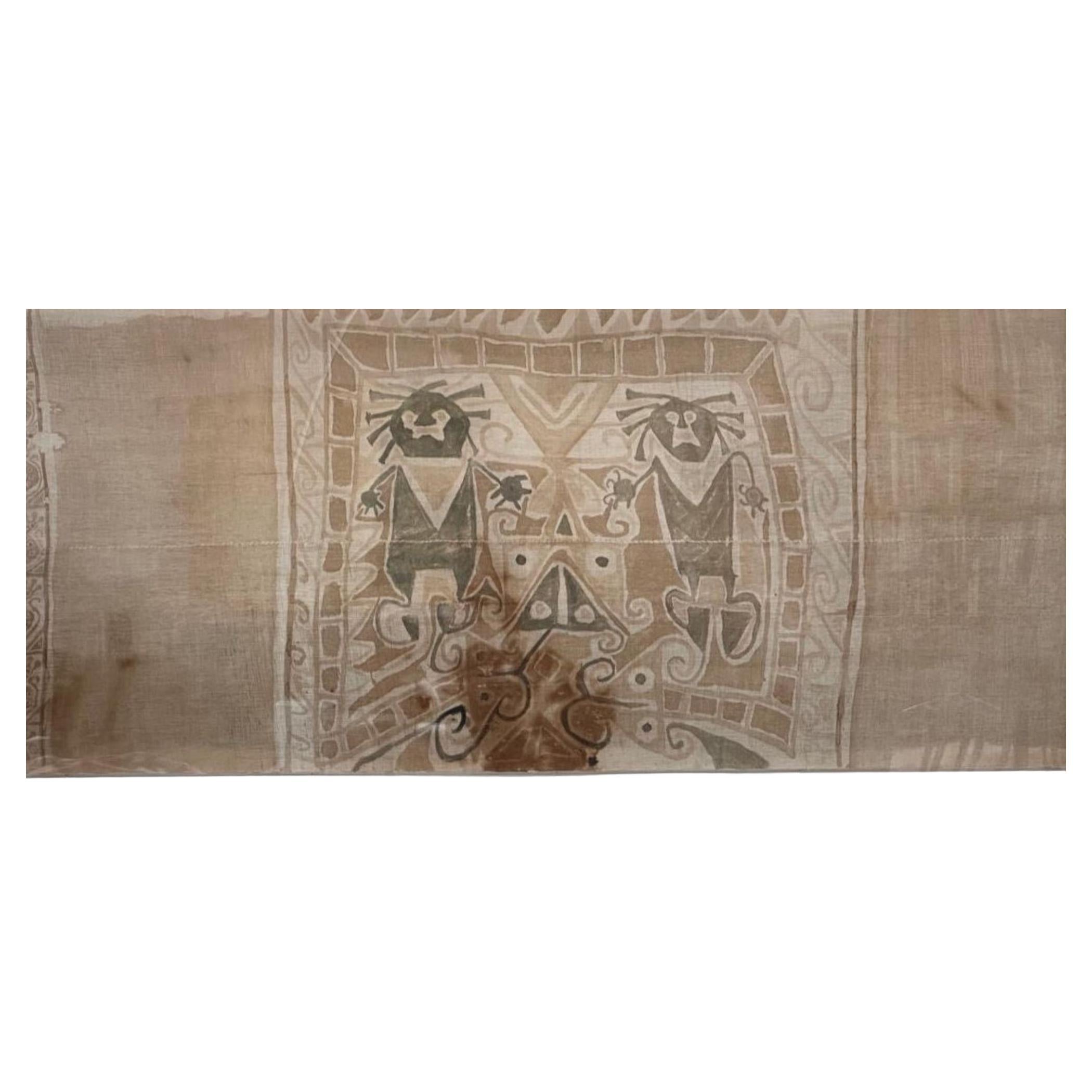 Sudario antico in cotone dipinto Perù ADS 688-899 Estremamente raro- Provenienza in vendita