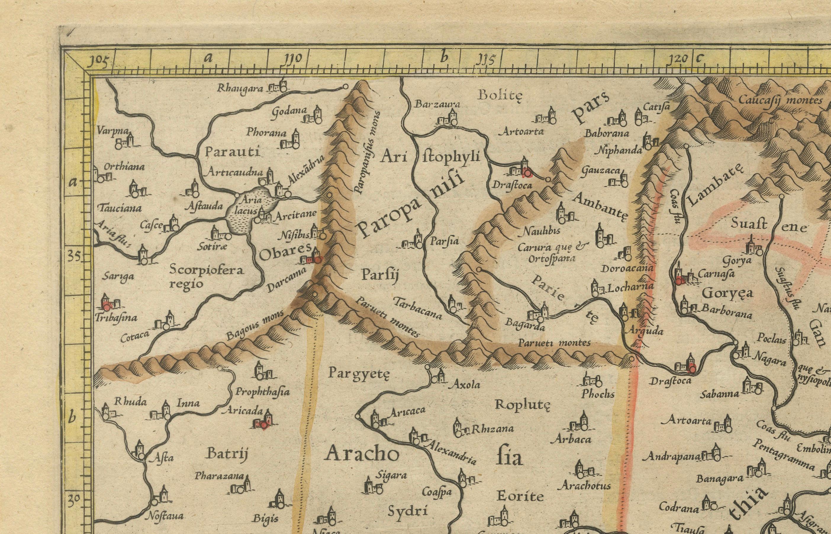 Paper Ancient Course of the Ganges: A First Ptolemaic Map of India by Mercator, c.1584 For Sale