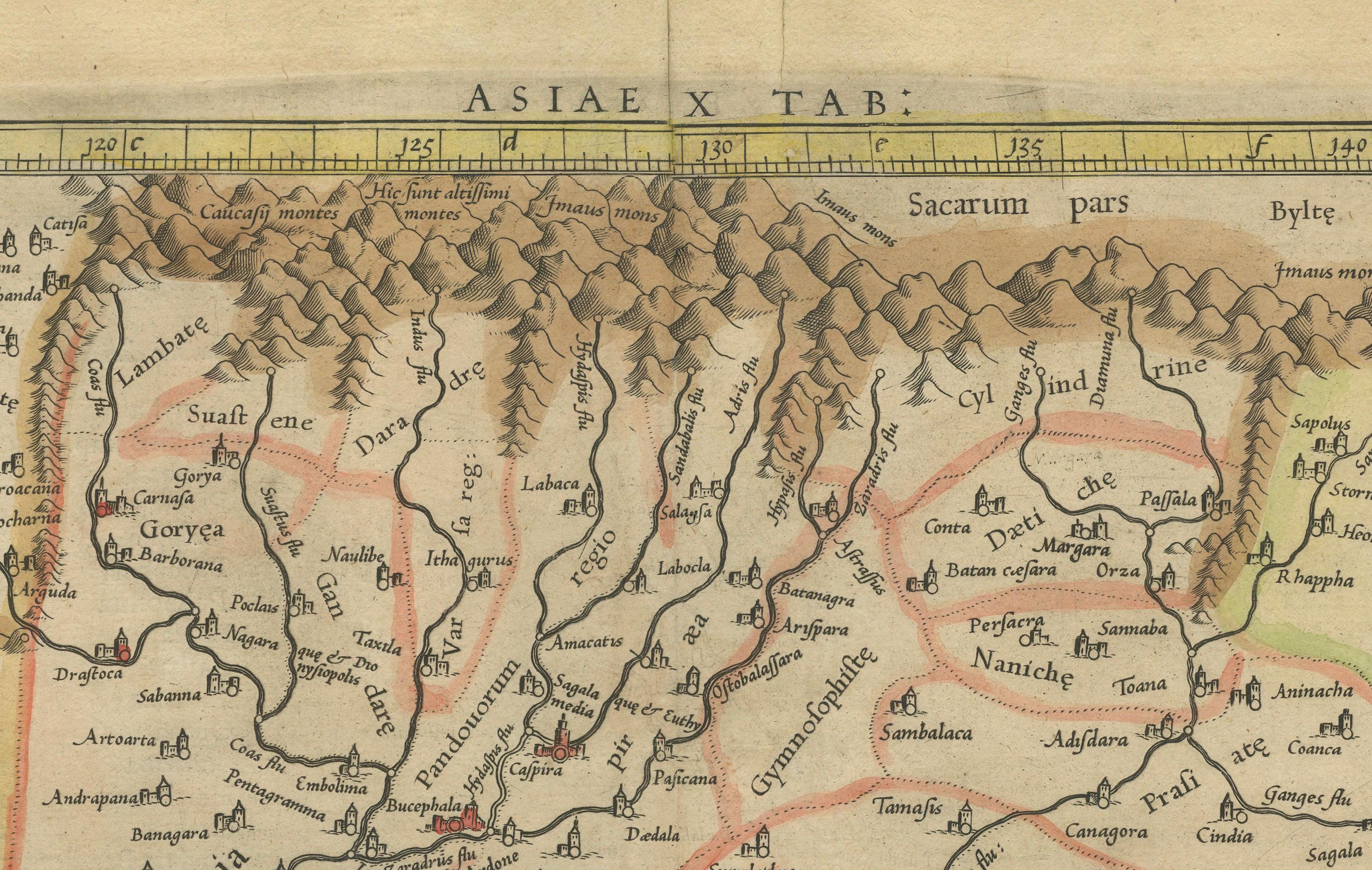 Ancient Course of the Ganges: A First Ptolemaic Map of India by Mercator, c.1584 For Sale 1