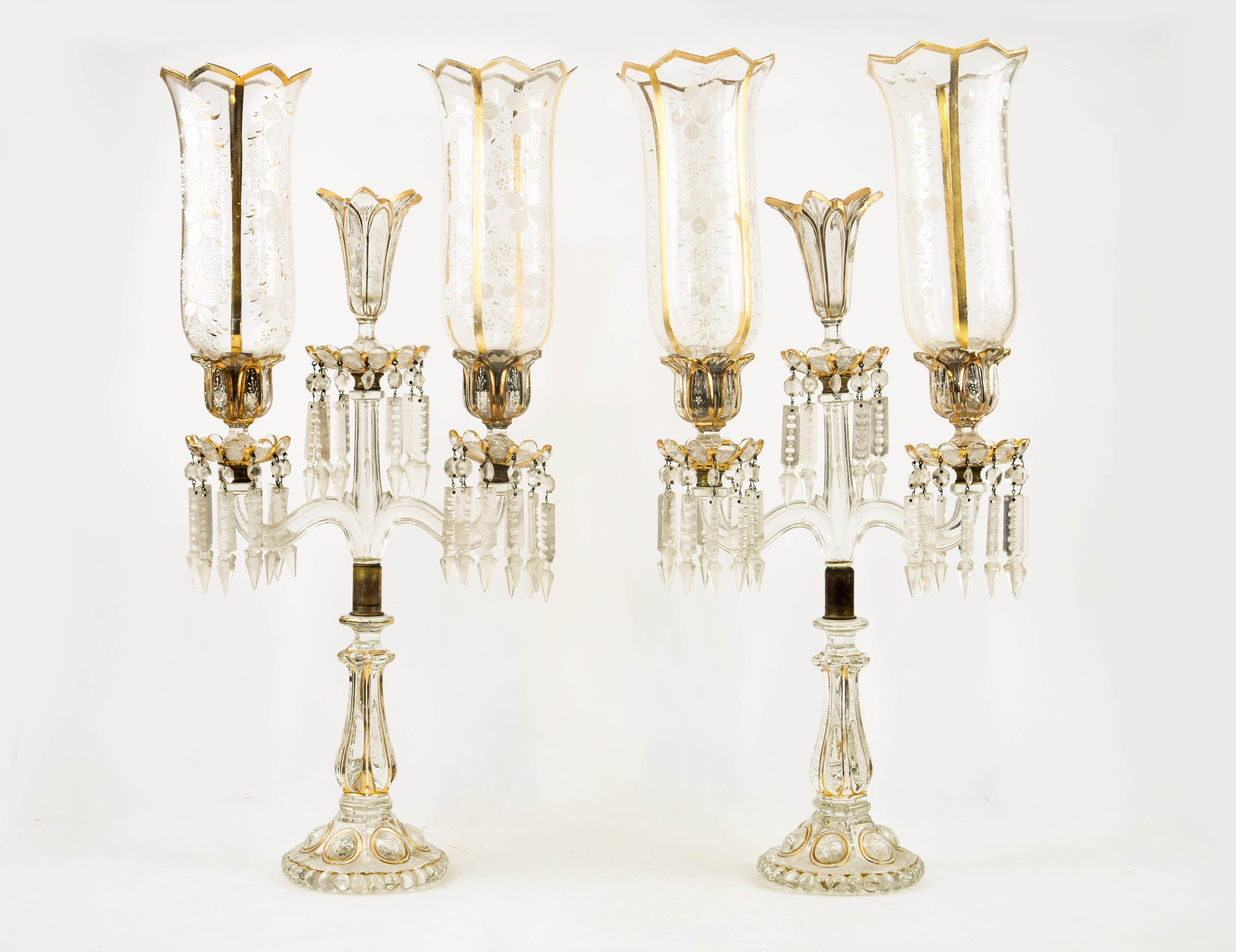 Ancient Crystal Candelabras in Baccarat Crystal, Italy, 19th Century (Italienisch) im Angebot