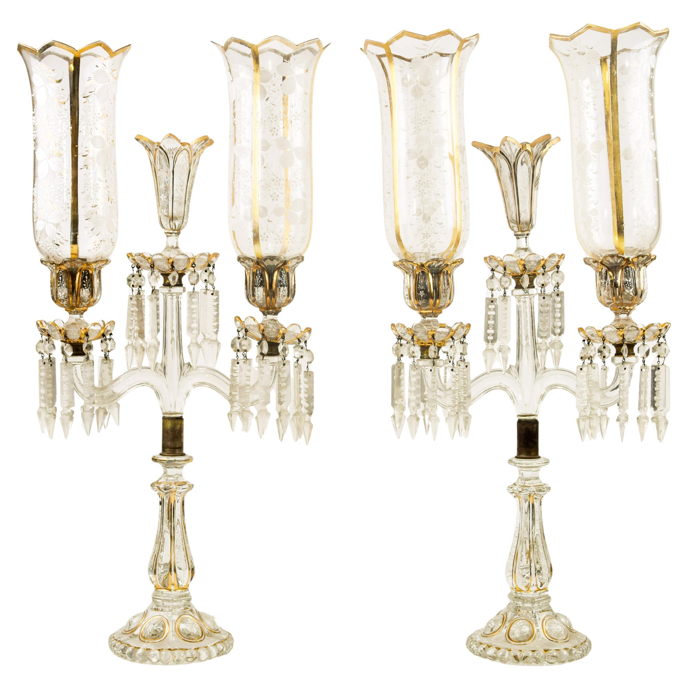 Ancient Crystal Candelabras in Baccarat Crystal, Italy, 19th Century im Angebot