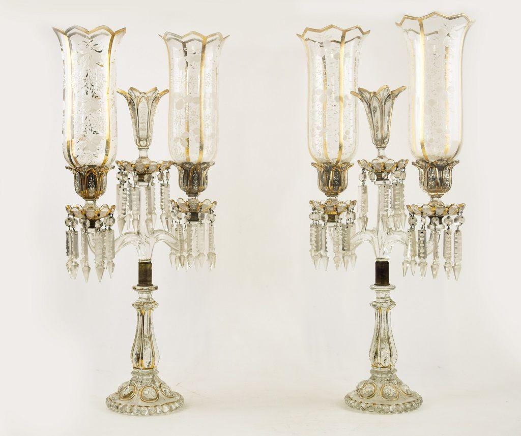 italien Chandeliers anciens en cristal de Baccarat, Italie, XIXe siècle