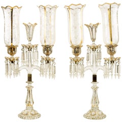 Ancient Crystal Candelabras in Baccarat Crystal, Italy, 19th Century