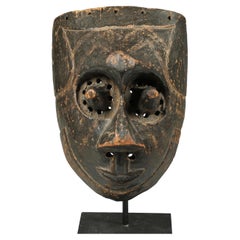 Ancient Cubist Danced Kuba Mask Black Patina Cone Eyes Congo Africa