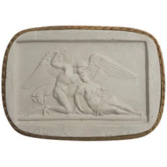 Ancient Cupid and Psyche Cameo in Biscuit Porcelain, Naples Between, 1785-1790