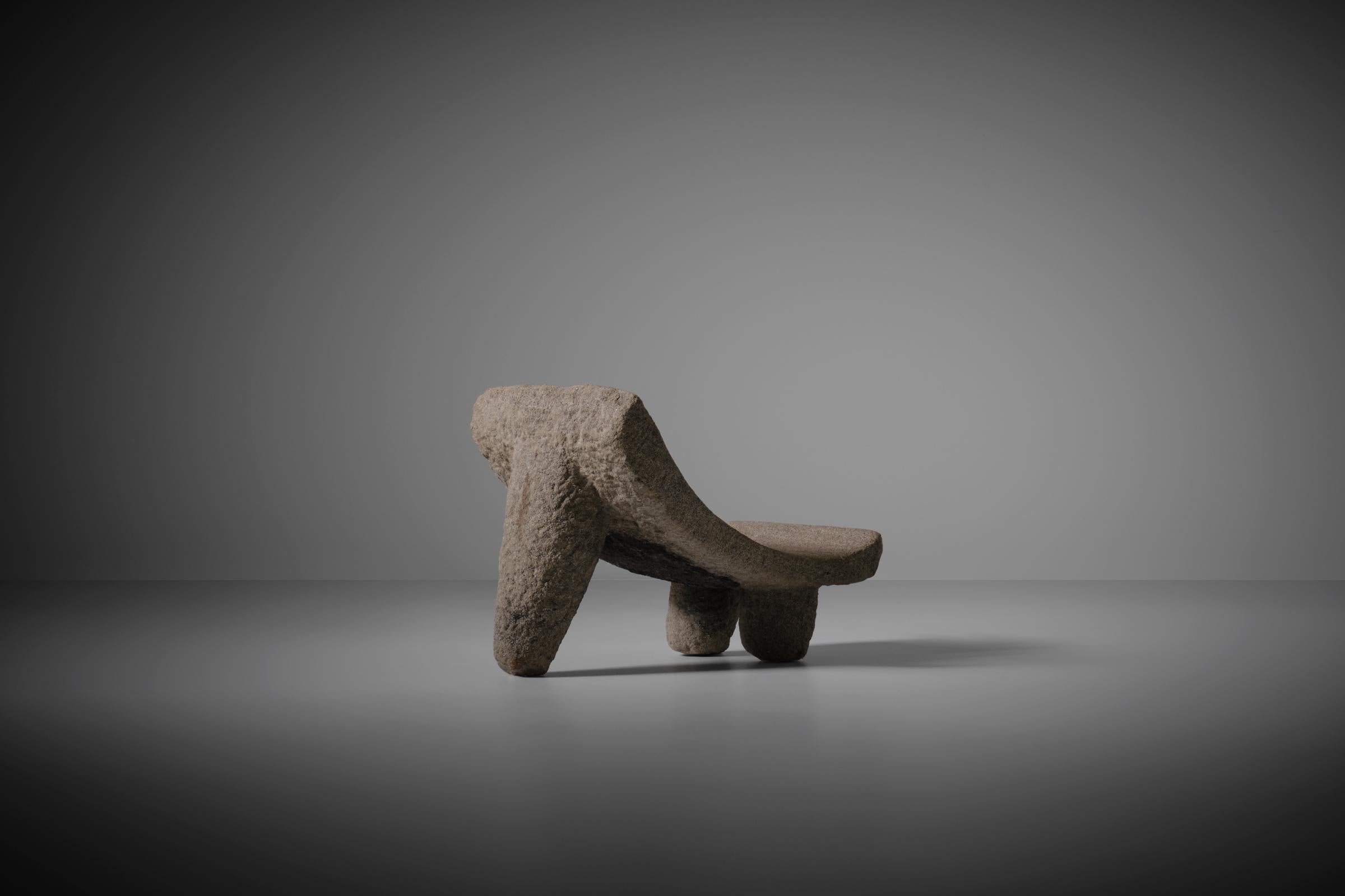 Spanish Ancient Curved Granite Stool