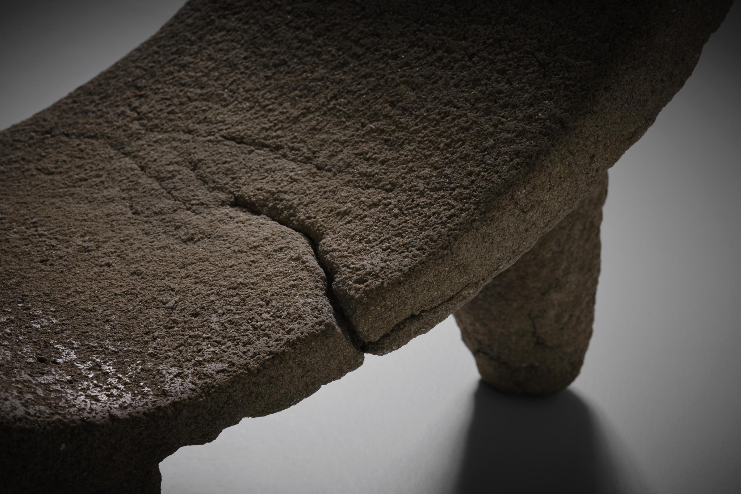 Ancient Curved Granite Stool 2