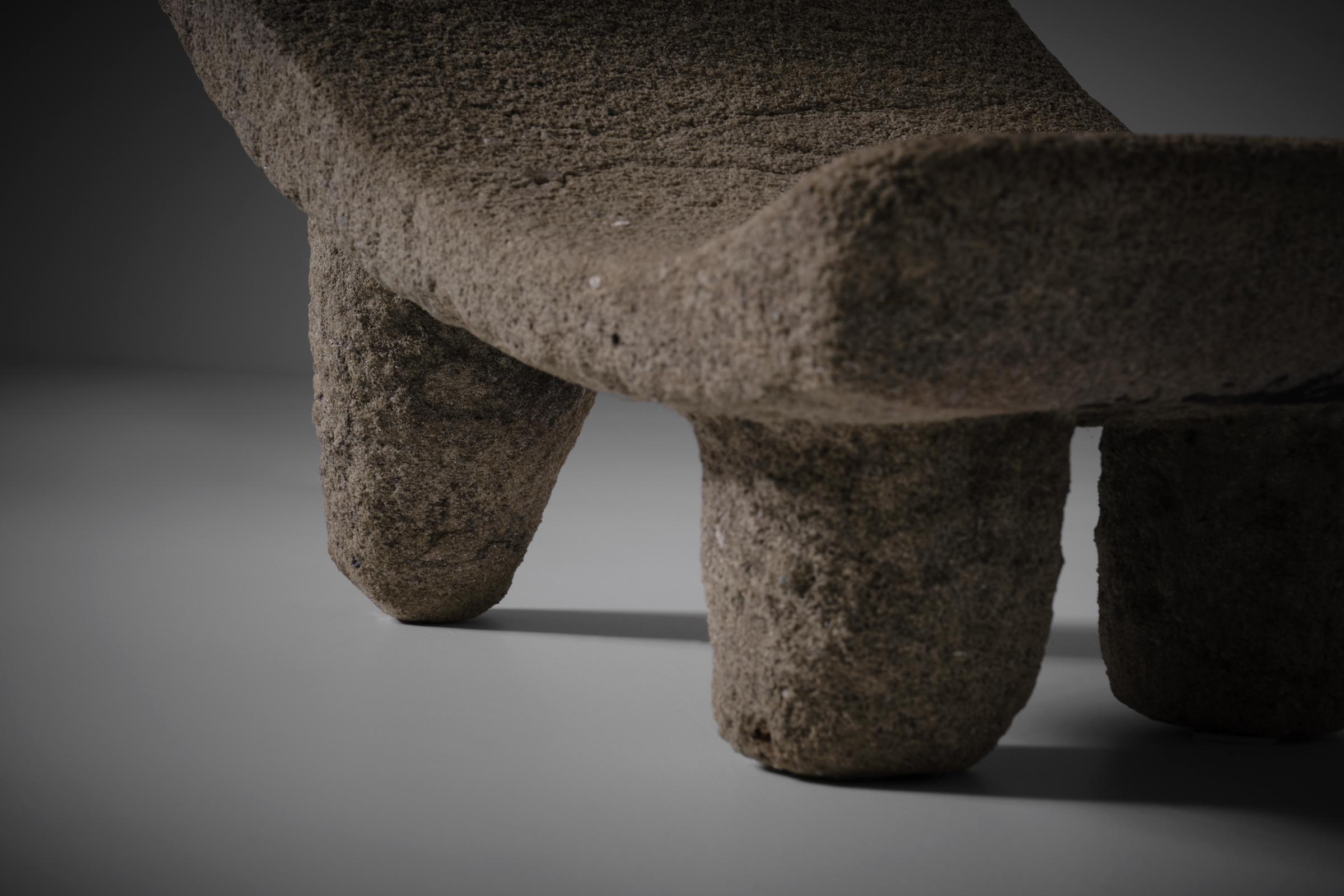 Ancient Curved Granite Stool 3