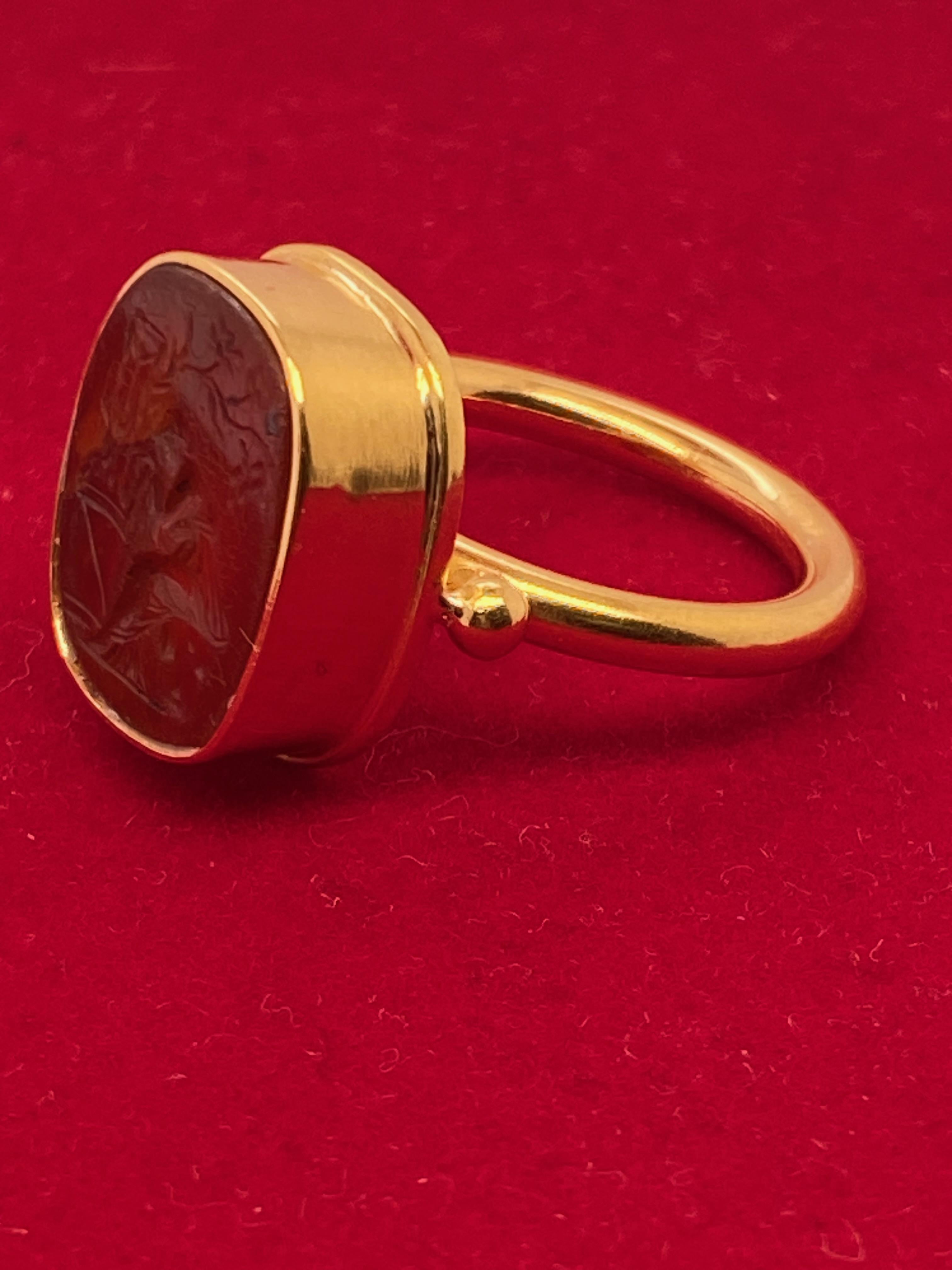 Antiker Karneol Intaglio-Ring Contemporary aus Castellani Kollektion (Neoetruskisch)