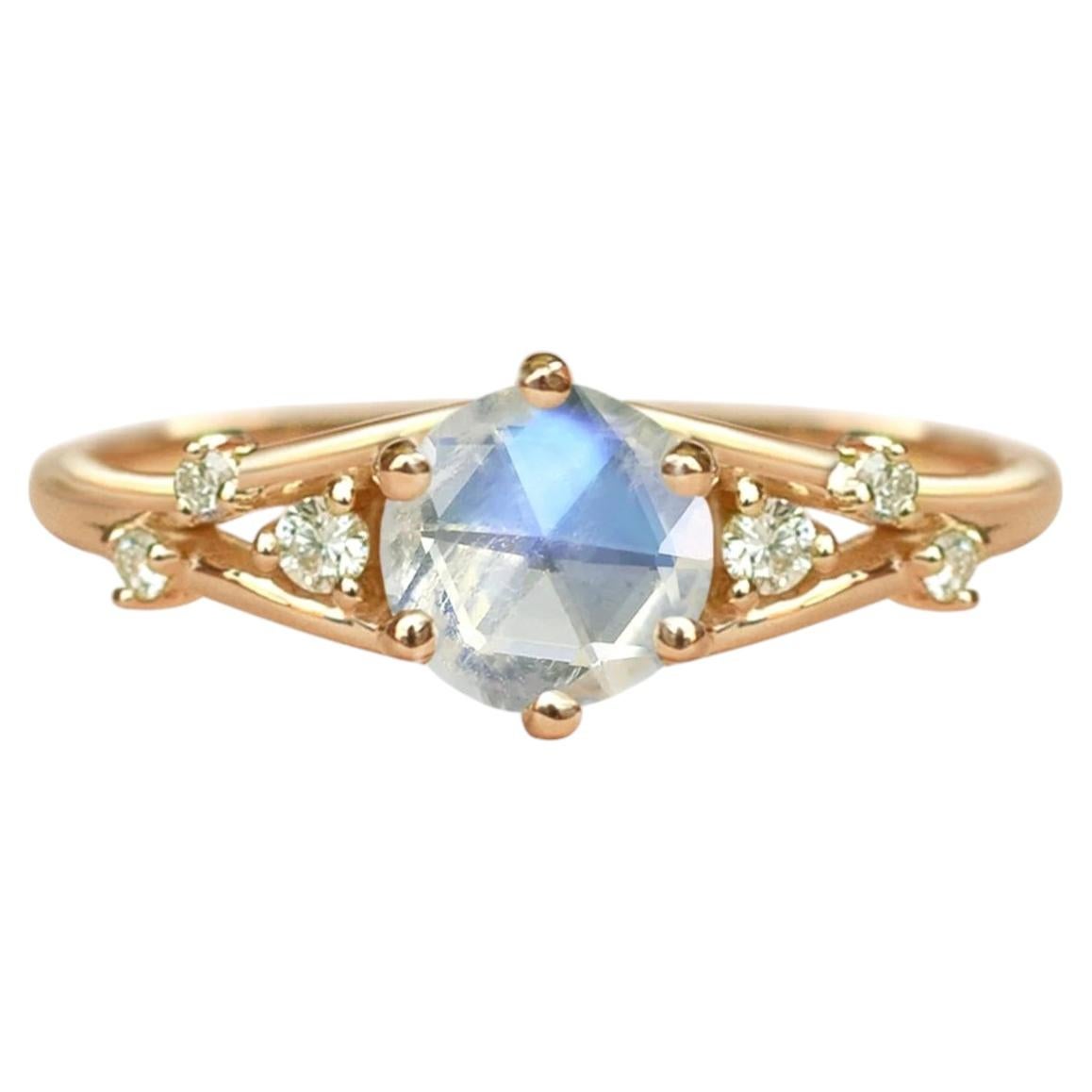 Ancient Cycles Moonstone Engagement Ring in 14K Gold by Anastassia Sel Jewelry