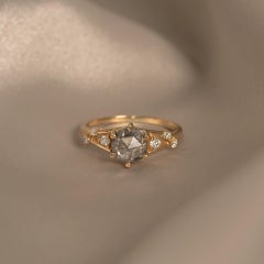 Ancient Cycles Round S & P Diamond Ring in 14K Gold by Anastassia Sel Jewelry