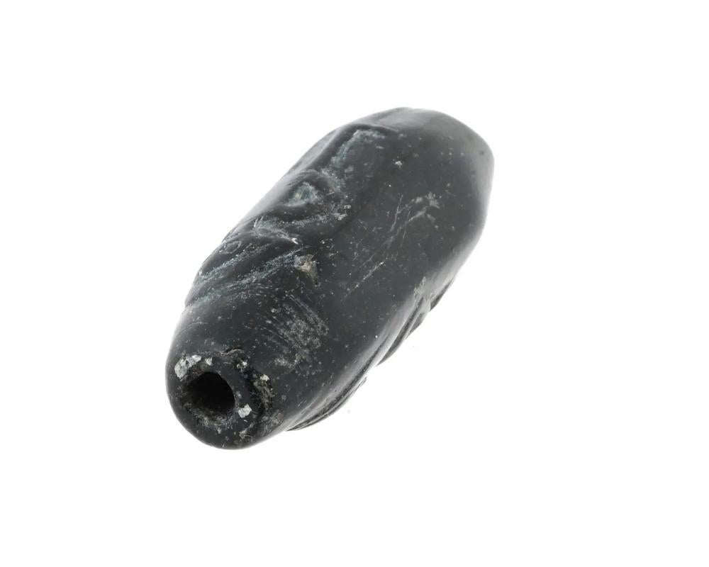 Ancient Cylinder Seal Carved From Black Stone In Good Condition In New York, NY