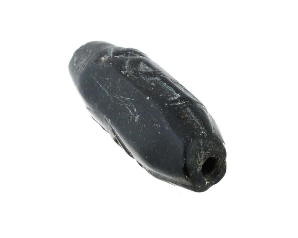 Women's or Men's Ancient Cylinder Seal Carved From Black Stone
