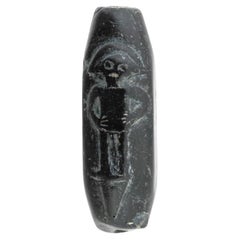 Ancient Cylinder Seal Carved From Black Stone