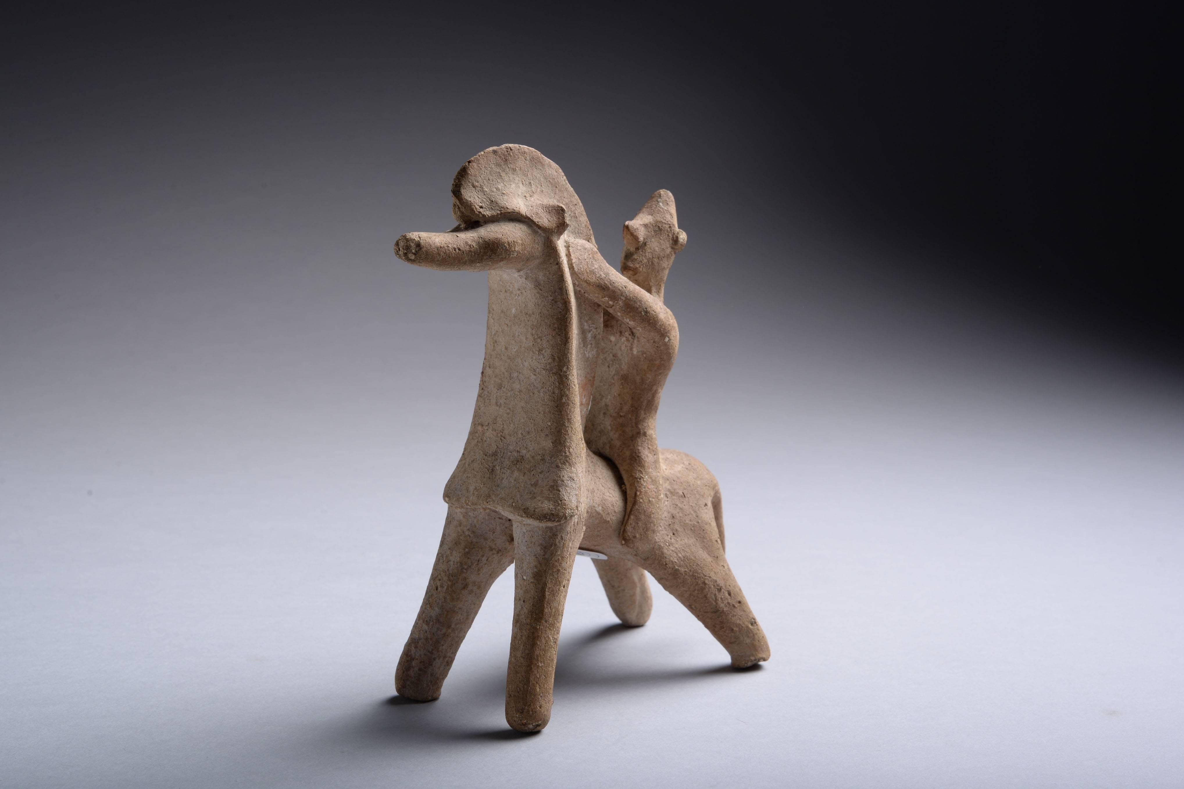 Grec classique Cheval archaïque chypriote ancien et cavalier:: 700 avant J.-C