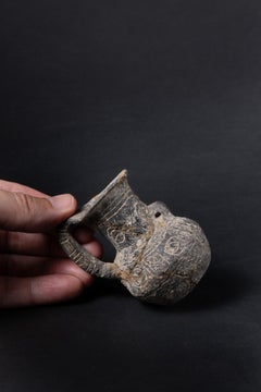 Ancient Cypriot Blackware Jug with Incised Geometric Decoration