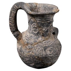 Ancient Cypriot Blackware Jug with Incised Geometric Decoration