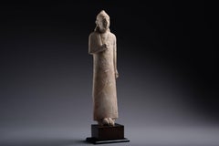 Ancient Cypriot Limestone Male Worshipper Statue, 600 BC