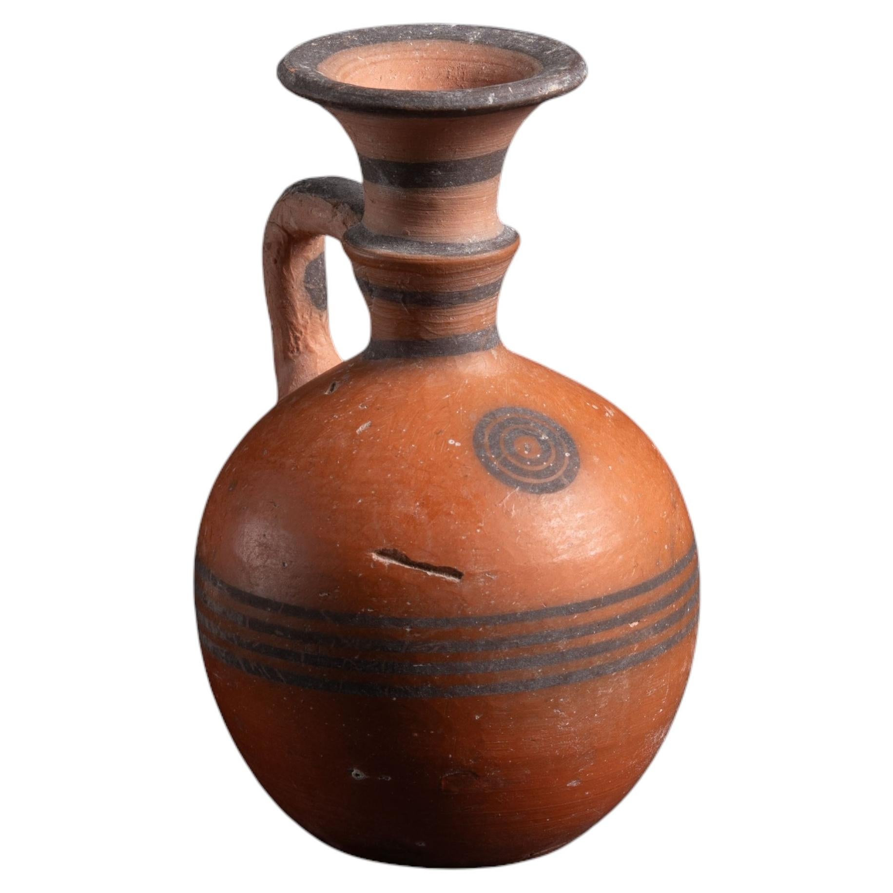 Ancient Cypriot Redware Miniature Flask with Painted Decoration